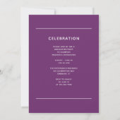 Invitation Graduation Party Simple moderne Script Photo viole (Dos)