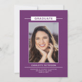 Invitation Graduation Party Simple moderne Script Photo viole (Devant)