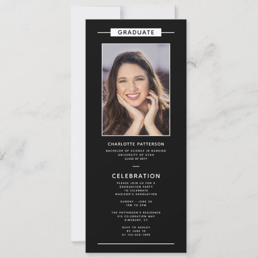 Invitation Graduation Party Simple Photo moderne QR Code (Devant)