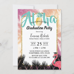 Invitation Graduation Party Tropical Ananas & Palm Tree