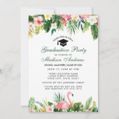 Invitation Graduation Party Tropical Floral Green (Devant)