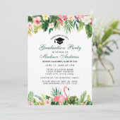 Invitation Graduation Party Tropical Floral Green (Debout devant)