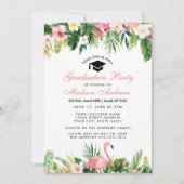 Invitation Graduation Party Tropical Floral Rose (Devant)