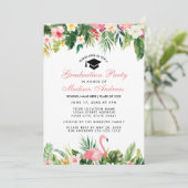 Invitation Graduation Party Tropical Floral Rose (Debout devant)