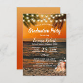 Invitation Graduation Party Tropical Summer Sunset Palm Beach (Devant / Derrière)
