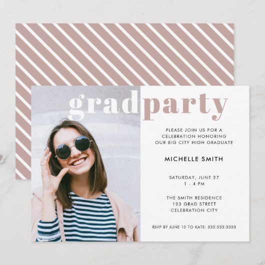 Invitation Graduation Party Typographie moderne Photo personn (Devant / Derrière)