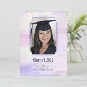 Invitation graduation pastel purpleaquarelle avec cadre à fen (Debout devant)
