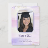 Invitation graduation pastel purpleaquarelle avec cadre à fen (Devant)