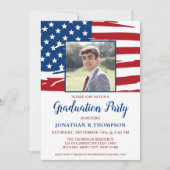 Invitation Graduation patriotique drapeau américain Photo mil (Devant)