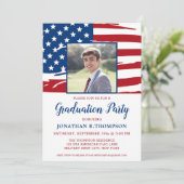 Invitation Graduation patriotique drapeau américain Photo mil (Debout devant)