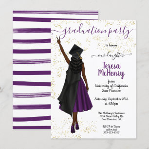 Invitation Graduation personnalisée des filles afro-américain