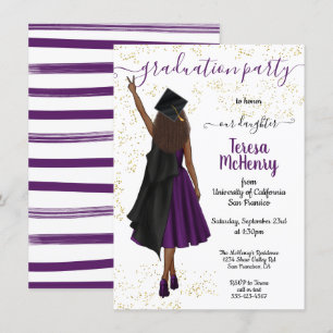 Invitation Graduation personnalisée des filles afro-américain