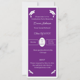 Invitation Graduation Personnalisée Simple Violet Et Blanc