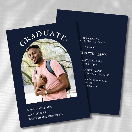 Invitation Graduation photo bleu moderne 2025