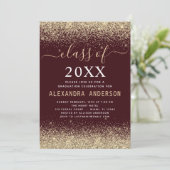 Invitation Graduation Photo Bourgogne Gold Class of 2022 (Debout devant)