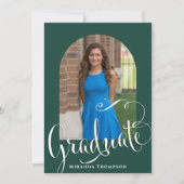Invitation Graduation Photo Calligraphie Script Dark Green (Devant)