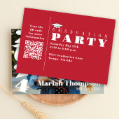 Invitation Graduation Photo Cardinal Classe Rouge De 2023 QR