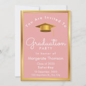 Invitation Graduation photo chic simple moderne rose (Devant)