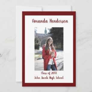 Invitation Graduation Photo, Classe de 2024 Maroon