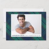 Invitation Graduation Photo Classic Black Watch Plaid Party (Devant)