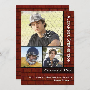 Invitation Graduation photo de mur en briques rouges