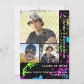 Invitation Graduation photo de Neon Paint Splatter (Devant)