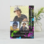 Invitation Graduation photo de Neon Paint Splatter (Debout devant)