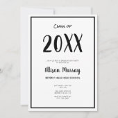 Invitation Graduation photo de script noir moderne (Devant)