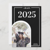 Invitation graduation photo en noir et blanc tendance Invitat (Dos)
