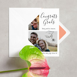 Invitation Graduation Photo frères et soeurs hier et aujourd'