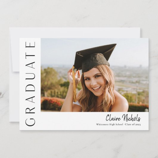 Invitation Graduation photo horizontale moderne (Devant)