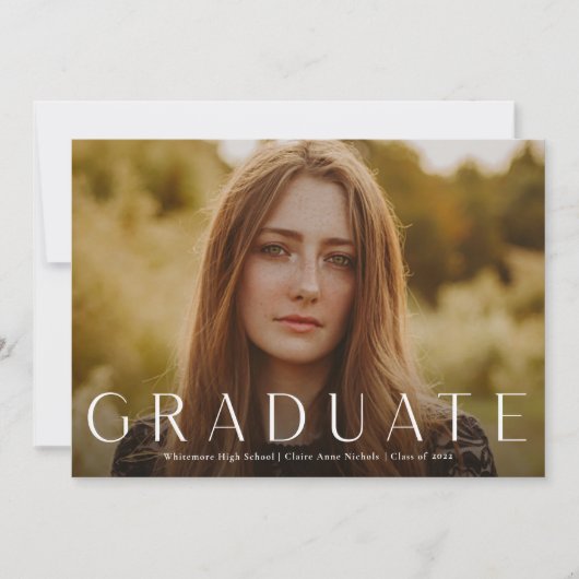 Invitation Graduation photo horizontale moderne (Devant)