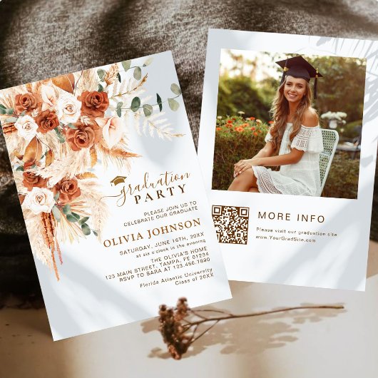 Invitation Graduation photo minimale moderne Code QR