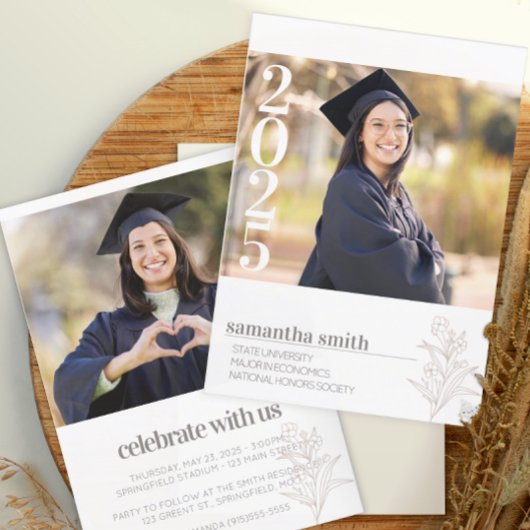 Invitation Graduation photo minimaliste moderne