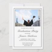 Invitation Graduation photo minimaliste moderne noir blanc (Devant)