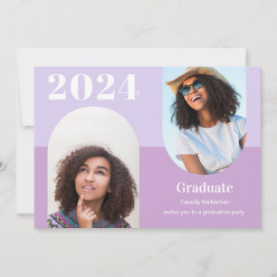 Invitation Graduation photo moderne en arc violet