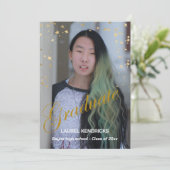 Invitation Graduation photo moderne Gold Stars Party (Debout devant)