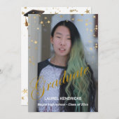 Invitation Graduation photo moderne Gold Stars Party (Devant / Derrière)