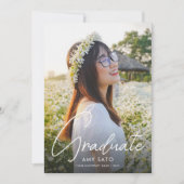 Invitation Graduation photo moderne Script blanc (Devant)