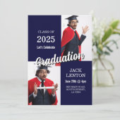 Invitation Graduation Photo Party Moderne Simple Mens (Debout devant)
