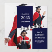 Invitation Graduation Photo Party Moderne Simple Mens (Devant / Derrière)