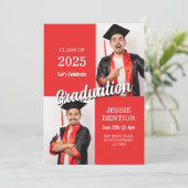 Invitation Graduation Photo Party Moderne Simple Mens (Debout devant)