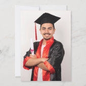 Invitation Graduation Photo Party Moderne Simple Mens (Dos)