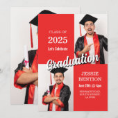 Invitation Graduation Photo Party Moderne Simple Mens (Devant / Derrière)