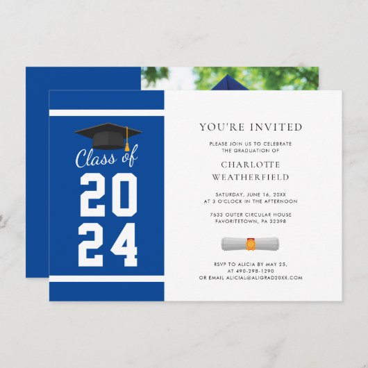 Invitation Graduation Photo Script Grad 2024 Party (Devant / Derrière)