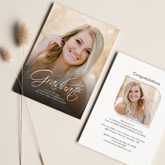 Invitation Graduation Photo Script Modern Grad 2025 Party