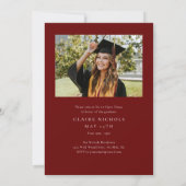 Invitation Graduation photo verticale moderne (Dos)