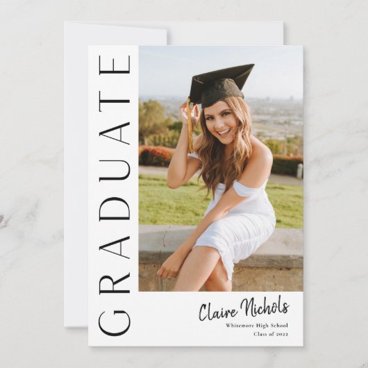 Invitation Graduation photo verticale moderne (Devant)
