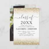 Invitation Graduation Photo White Gold Class of 2022 Invitati (Devant / Derrière)