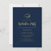 Invitation Graduation Photos Marine Blue Moderne Grad Party (Dos)
